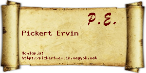 Pickert Ervin névjegykártya